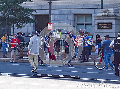 Pro-Life Counter Protester Gather Across Pennsylvania Avenue from the Womenâ€™s March at Freedom Plaza Editorial Stock Photo