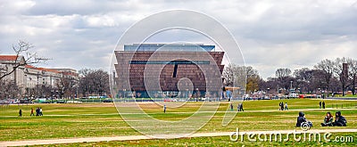 Washington DC, USA. Panoramic area of Smithsonian National Museum of African American History and Culture NMAAHC. Editorial Stock Photo