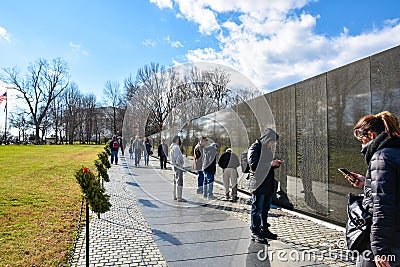 Washington DC, USA. Vietnam Veterans Memorial. Editorial Stock Photo