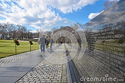 Washington DC, USA. Vietnam Veterans Memorial. Editorial Stock Photo