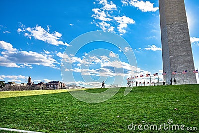 Washington DC, USA. View of Washington Monument in blue sky. Editorial Stock Photo