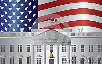 Washington DC White House US Flag Background Vector Illustration