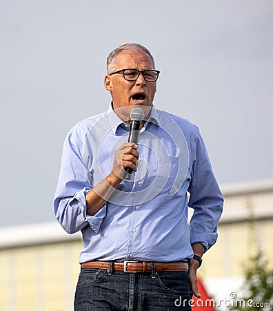 Washington Governor Jay Inslee Campaigning in Iowa Editorial Stock Photo