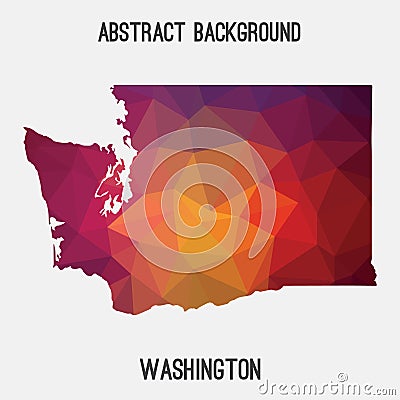 Washington map in geometric polygonal,mosaic style. Vector Illustration