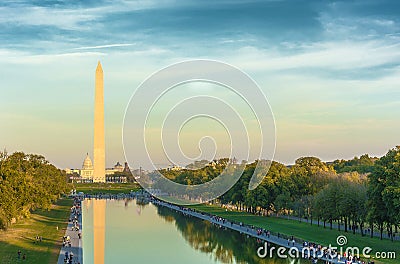 Washington Monument and Reflecting Pool, Stock Photo