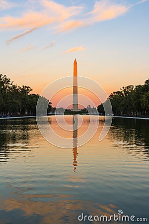 Washington Monument Sunset Reflecting Pool Beautiful Afternoon D Stock Photo