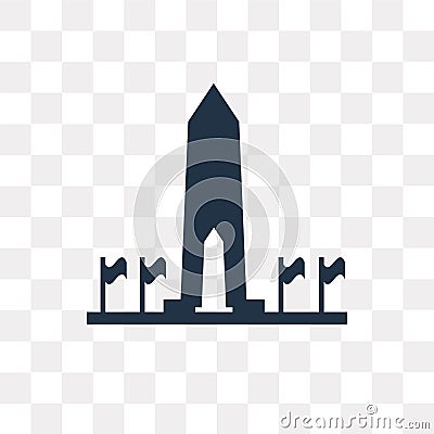 Washington monument vector icon isolated on transparent background, Washington monument transparency concept can be used web and Vector Illustration