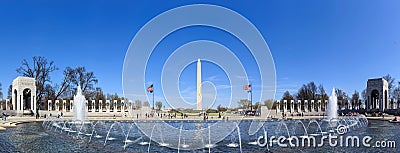 Washington Monument and the WWII memorial. Editorial Stock Photo