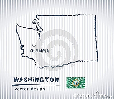 Washington national vector drawing map on white background Vector Illustration