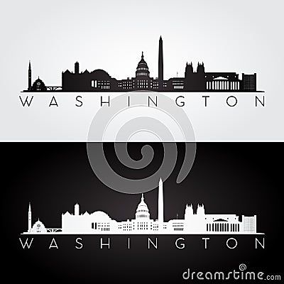 Washington skyline silhouette Vector Illustration