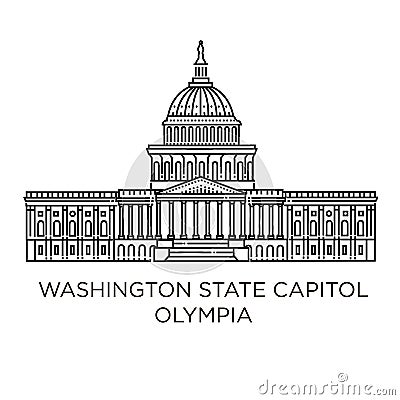 Washington State Capitol in Olympia, United States Vector Illustration