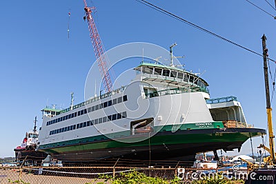 Washington State car ferry MV Kennewick at Dakota Creek Industries Inc Editorial Stock Photo