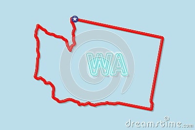 Washington US state bold outline map. Vector illustration Vector Illustration