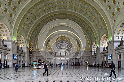 WASHINGTON, USA - APRIL 29 2019 - washington dc union station internal view on busy hour Editorial Stock Photo