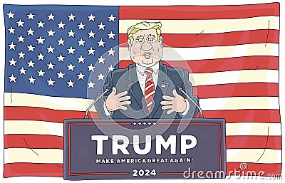 Donald Trump making a speech Vector Illustration