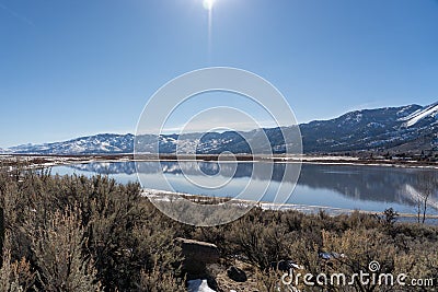 Washoe Lake Nevada near Reno Nevada wintertime landscape. Stock Photo
