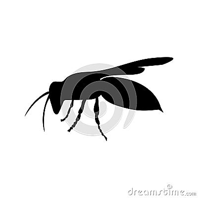 Wasp insect black silhouette animal Vector Illustration