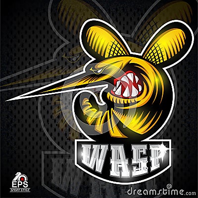 Wasp insect in profile with bared teeth logo Vector Illustration