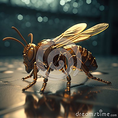 Wasp made of amber and gold. Jewelry figurines of insects. Stock Photo