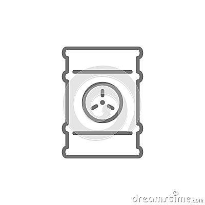 Waste barrel, toxic container, radioactive waste line icon. Vector Illustration