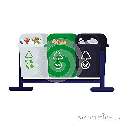 waste bins recycle Vector Illustration