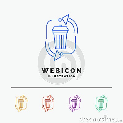 waste, disposal, garbage, management, recycle 5 Color Line Web Icon Template isolated on white. Vector illustration Vector Illustration