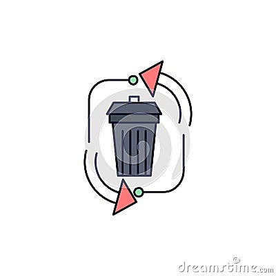 waste, disposal, garbage, management, recycle Flat Color Icon Vector Vector Illustration