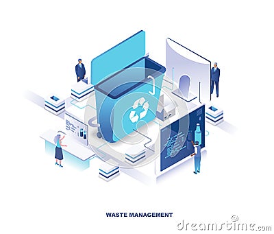 Waste management technology isometric Vector Illustration