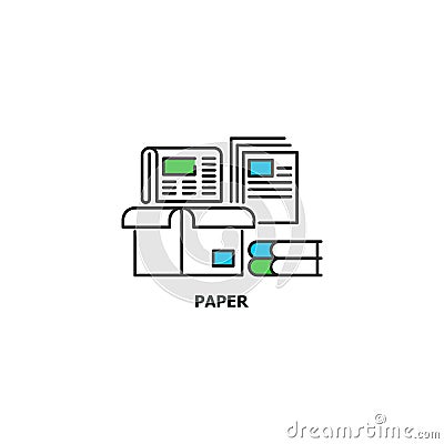 Waste paper recycle concept icon in line design, vector flat illustration isolated on white background Vector Illustration