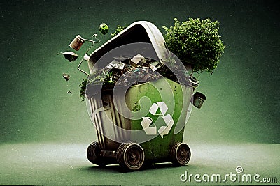 Waste recycle management, eco friendly, energy saving awareness month concept Stock Photo