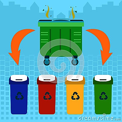 Waste sorting Vector illustration Vector Illustration