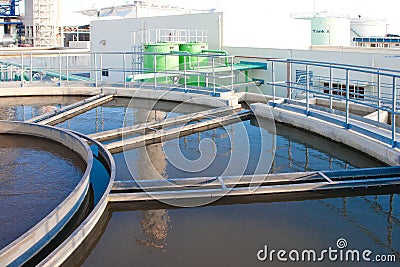 Waste water treatment systems tanks Stock Photo