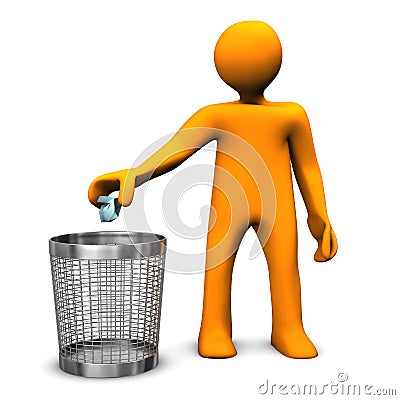 Wastebasket Orange Toon Stock Photo