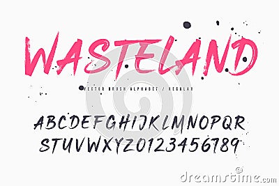 Wasteland vector brush style font, alphabet, typeface, Vector Illustration