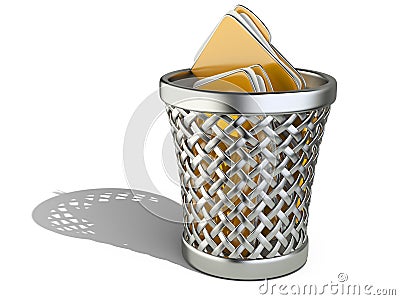 Wastepaper basket with folders Cartoon Illustration