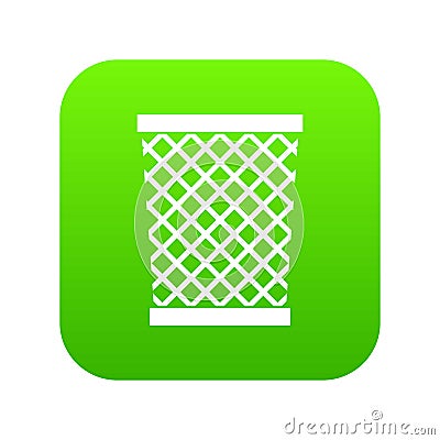 Wastepaper basket icon digital green Vector Illustration