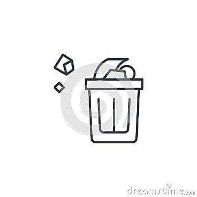 Wastepaper basket linear icon concept. Wastepaper basket line vector sign, symbol, illustration. Vector Illustration