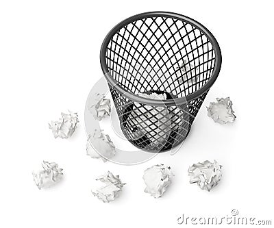 Wastepaper basket and paper Stock Photo