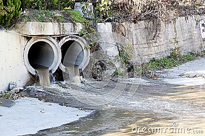 Wastewater channels and environmentalism Stock Photo