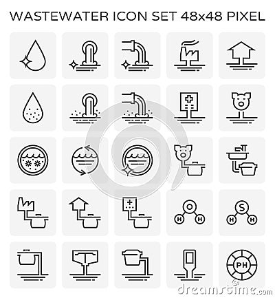 Wastewater icon set Vector Illustration