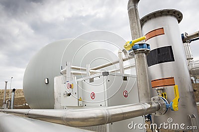 Wastewater treatment facility Gas tank Stock Photo