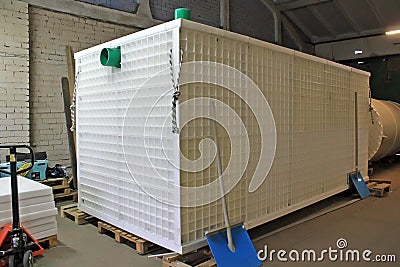 Wastewater treatment system block for multi-storey building Stock Photo