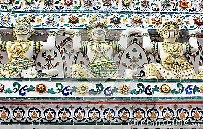 Wat Arun buddhist temple, Bangkok, Thailand - detail Stock Photo