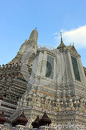 Wat Arun buddhist temple, Bangkok, Thailand - detail Stock Photo