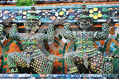 Wat Arun buddhist temple in Bangkok, Thailand - details Stock Photo