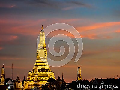 Wat Arun in evening sun light. Stock Photo