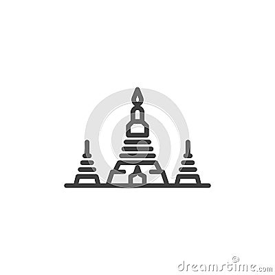 Wat Arun temple line icon Vector Illustration