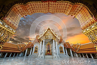 Wat Benchamabophit Benjamaborphit dusitvanaram or marble temple at sunrise Stock Photo