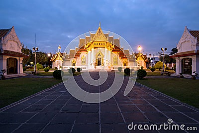 Wat Benchamabophit Dusitvanaram in twilight time, Bangkok, Thailand Stock Photo