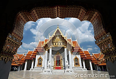 Wat Benchamabophit, The marble temple of Buddhism in Bangkok Stock Photo